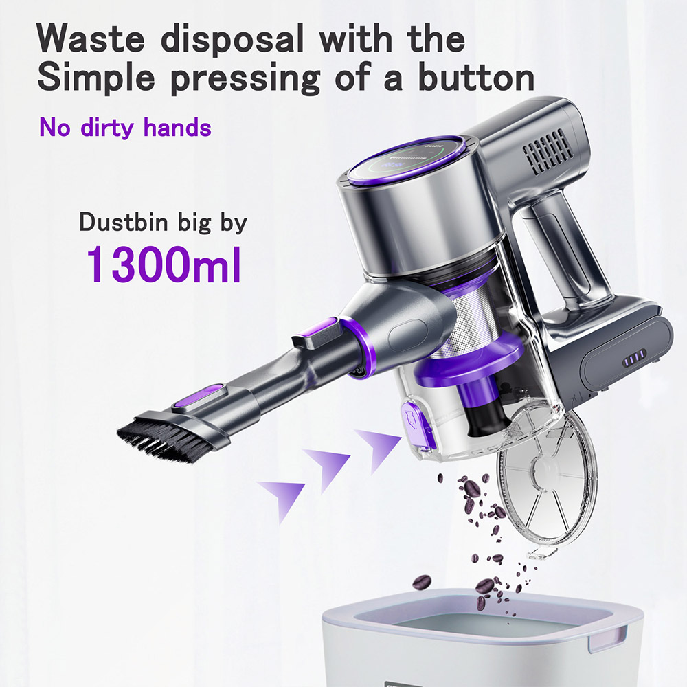 SmartAI P40 Aspirateur sans fil puissant, puissance d'aspiration de 33 kPa, filtration &agrave; 6 couches, 1,3 L, balai &eacute;lectrique 6 en 1 pour tapis de sol et poils d'animaux