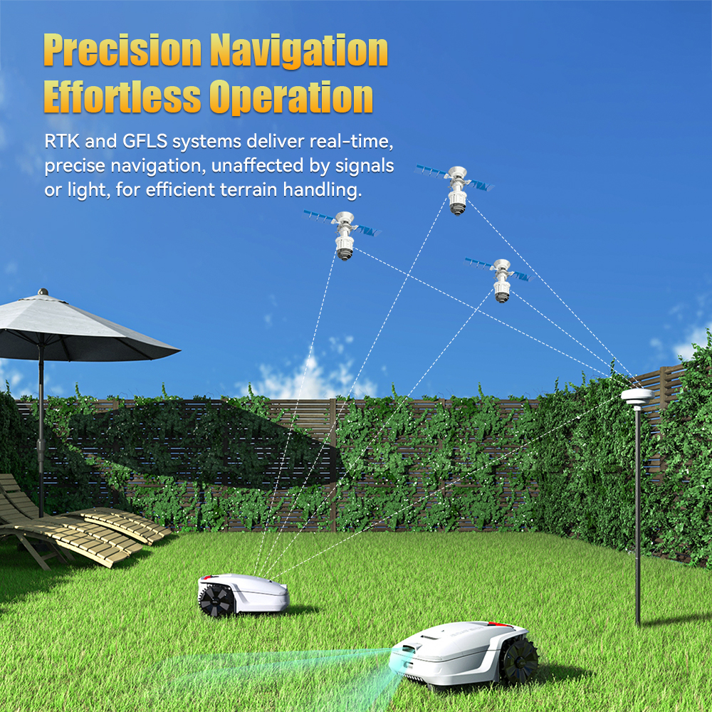 Goat Bot Unicut H1 Robotic Lawn Mower Wire Free up to 1500m&sup2; Large Area, No Boundary wire, RTK+VSLAM for Precise Mapping, AI Obstacle Avoidance, AI Automatic Mapping, APP Control, Multi-Zone Management, IPX6 Waterproof - Yellow