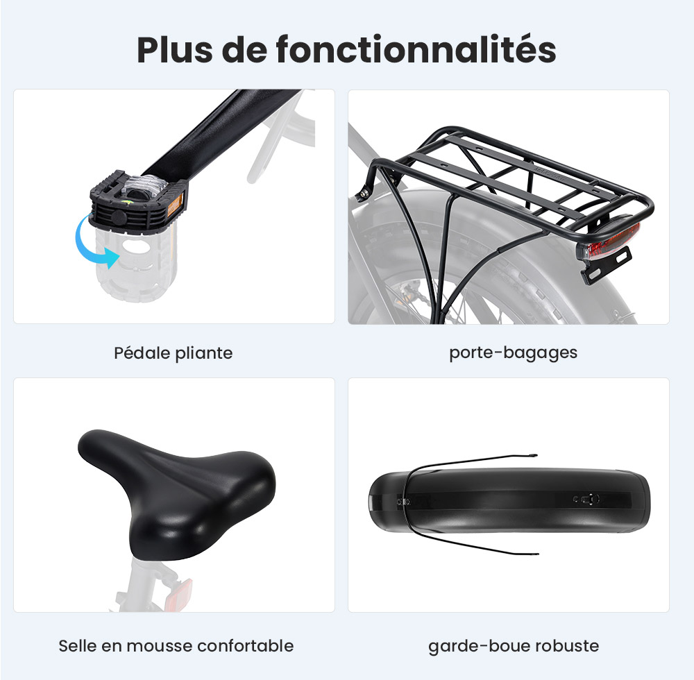 Touroll S1 V&eacute;lo de montagne &eacute;lectrique, avec gros pneu 20