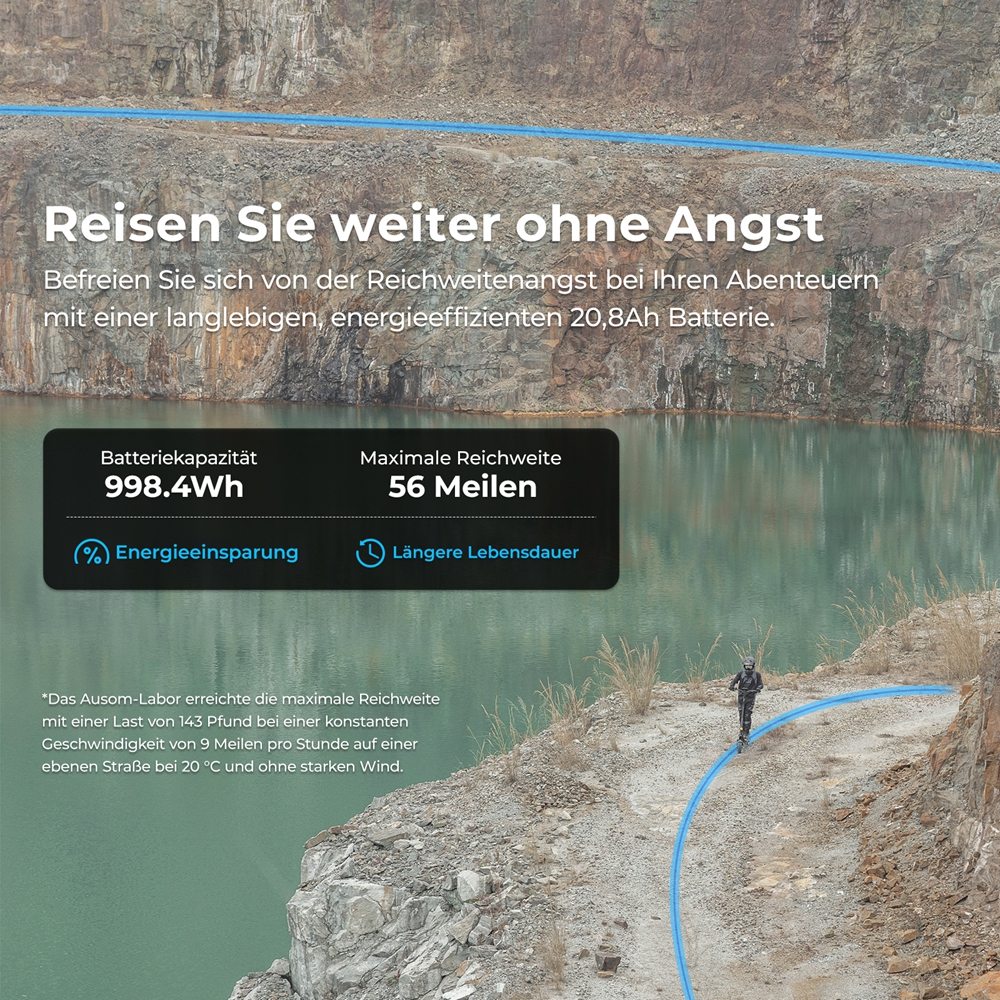 Ausom L2 Max Elektroroller, 2 x 1000 W Motor, 48 V 20,8 Ah Akku, 3 x 10 Zoll Reifen, 65 km/h H&ouml;chstgeschwindigkeit, 90 km Reichweite, Scheibenbremsen vorne und hinten, Schwingenaufh&auml;ngung, versteckte AirTag-Halterung