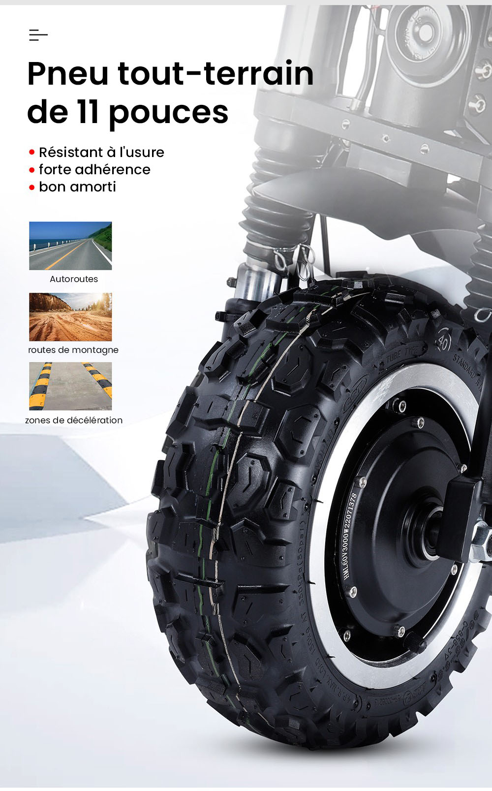 Halo Knight T107 Pro Trottinette &eacute;lectrique, Pneu tout-terrain 11 pouces, 3000W*2 Double moteur, Vitesse maximale 95 km/h, Batterie 60V 38.4Ah, Autonomie maximale 80 km