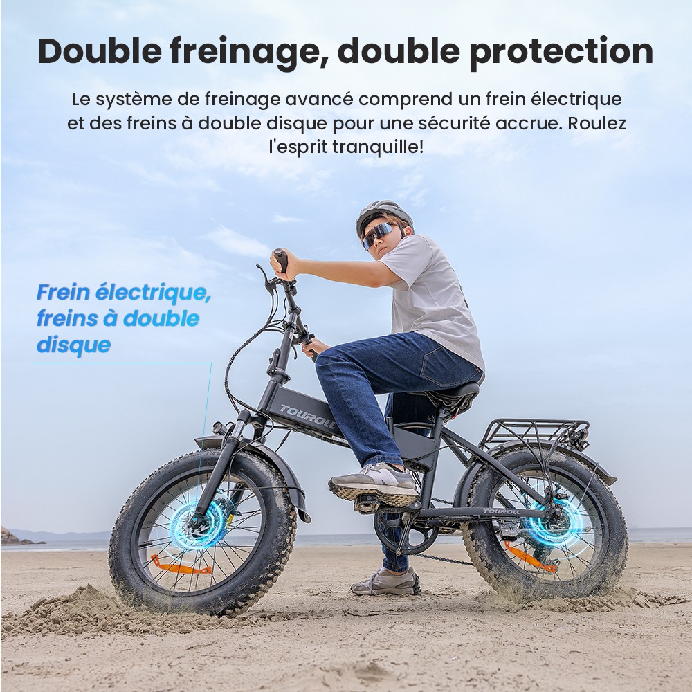 Touroll S1 V&eacute;lo de montagne &eacute;lectrique, avec gros pneu 20