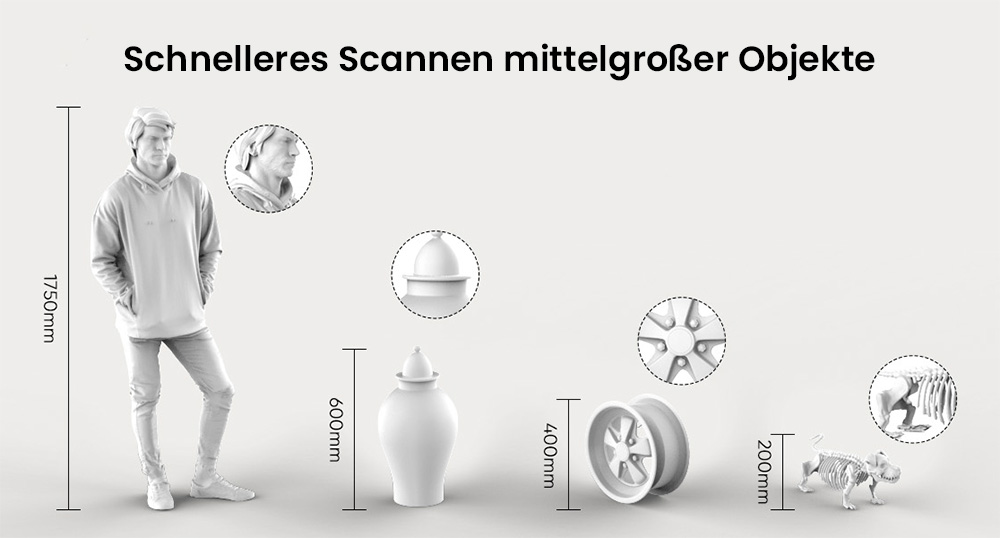 3DMakerpro Moose 3D-Scanner, 0,03 mm Genauigkeit, 0,07 mm Aufl&ouml;sung, blaue LED-Lichtquelle, 24-Bit-Farbkamera, Al Visual Tracking, 10 fps Bildrate, Anti-Shake-Objektive, kompatibel mit Windows/MacOS