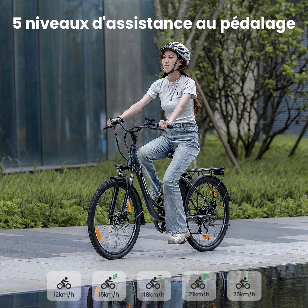 Touroll B1 V&eacute;lo de ville &eacute;lectrique, moteur 250 W, couple 45 Nm, pneu 26