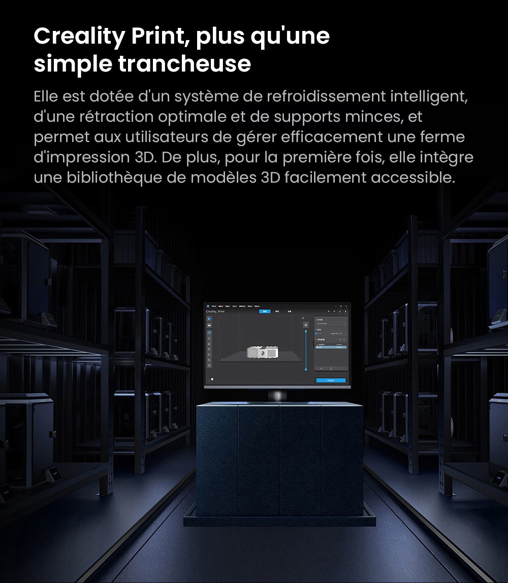 Imprimante 3D Creality K1C, vitesse maximale de 600 mm/s, cam&eacute;ra AI, buse &agrave; changement rapide, extrudeuse enti&egrave;rement en m&eacute;tal, imprime en fibre de carbone, filtre &agrave; air et mode silencieux