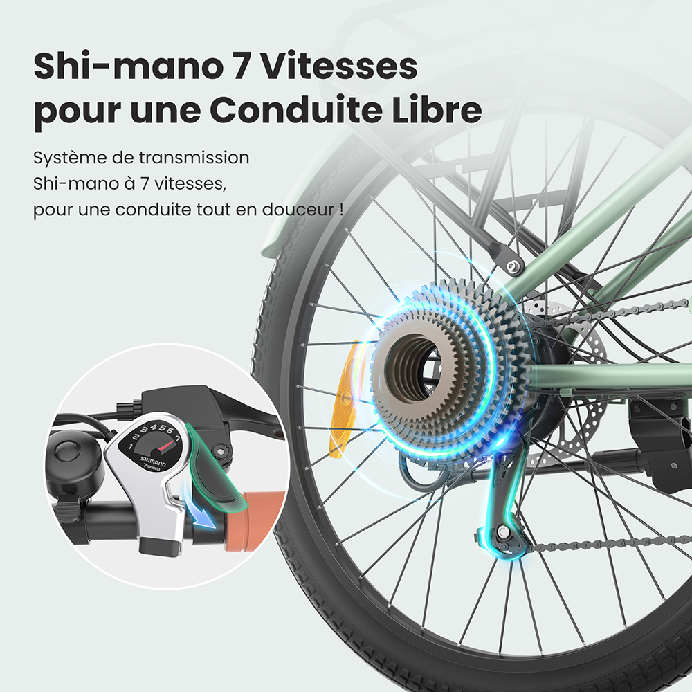 V&eacute;lo &eacute;lectrique Touroll B2, moteur 250 W, batterie 36 V 15,6 Ah, pneus 26 x 2,25 pouces, vitesse maximale 25 km/h, autonomie 100 km, frein &agrave; disque et frein &eacute;lectrique, Shimano 7 vitesses, &eacute;cran LED