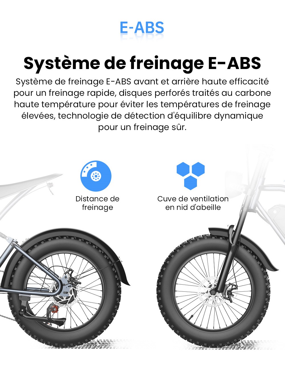 EKXBIKE T1 V&eacute;lo &eacute;lectrique, moteur 1000 W, batterie 48 V 20 Ah, pneu large 20 x 4 pouces, vitesse maximale 50 km/h, autonomie 100 km, freins &agrave; disque, amortisseur hydraulique, Shimano 7 vitesses