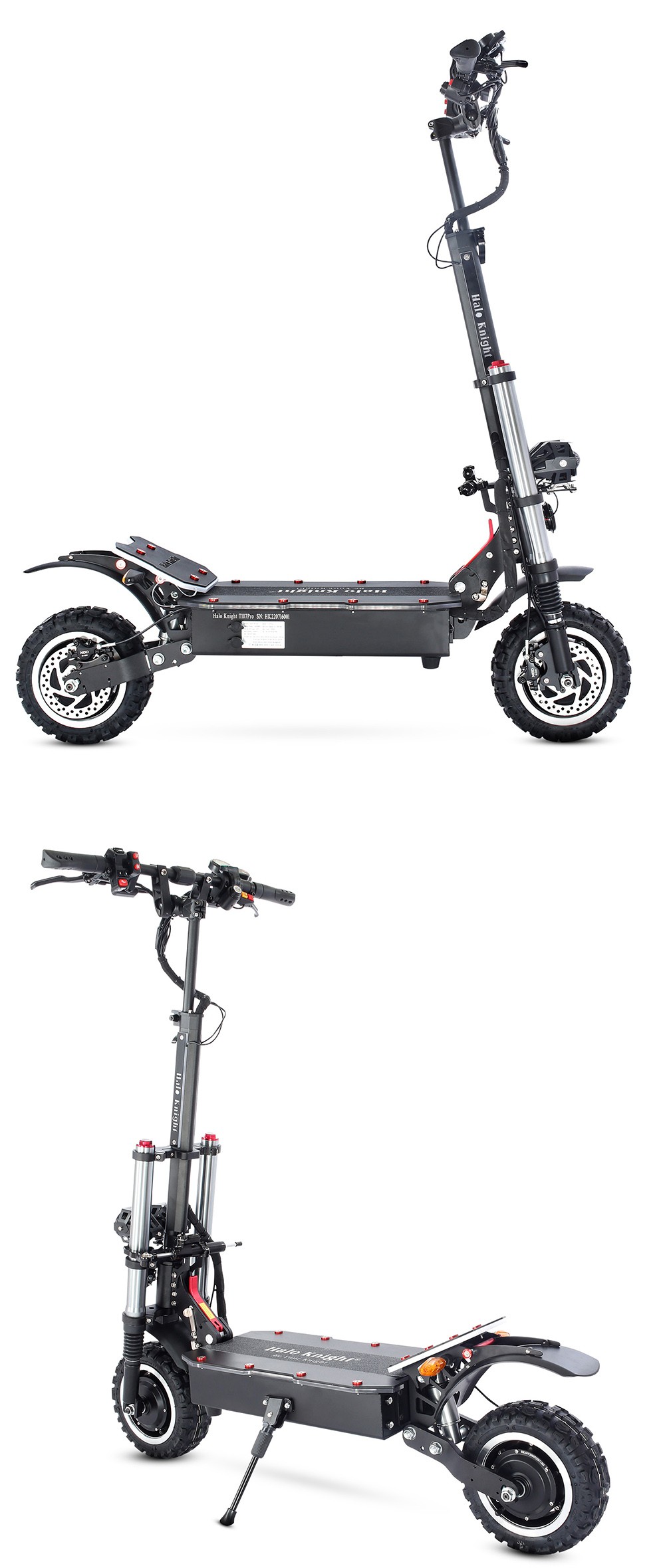 Halo Knight T107 Pro Trottinette &eacute;lectrique, Pneu tout-terrain 11 pouces, 3000W*2 Double moteur, Vitesse maximale 95 km/h, Batterie 60V 38.4Ah, Autonomie maximale 80 km