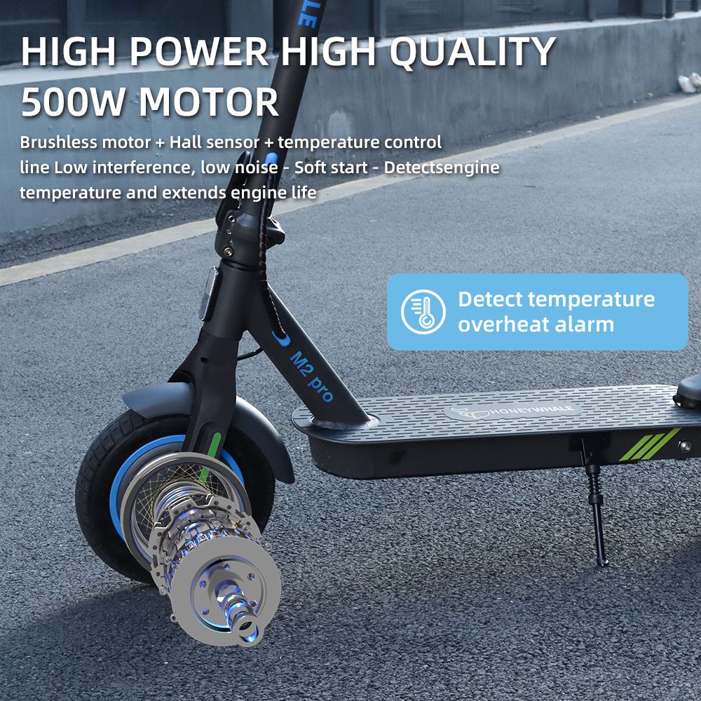 HONEYWHALE M2 Pro Electric Scooter, 500W Motor, 36V 10.4Ah Battery, 8.5-inch Tire, 32km/h Max Speed, 30km Range, E-ABS Brake & Disc Brake, Front Shock Absorption