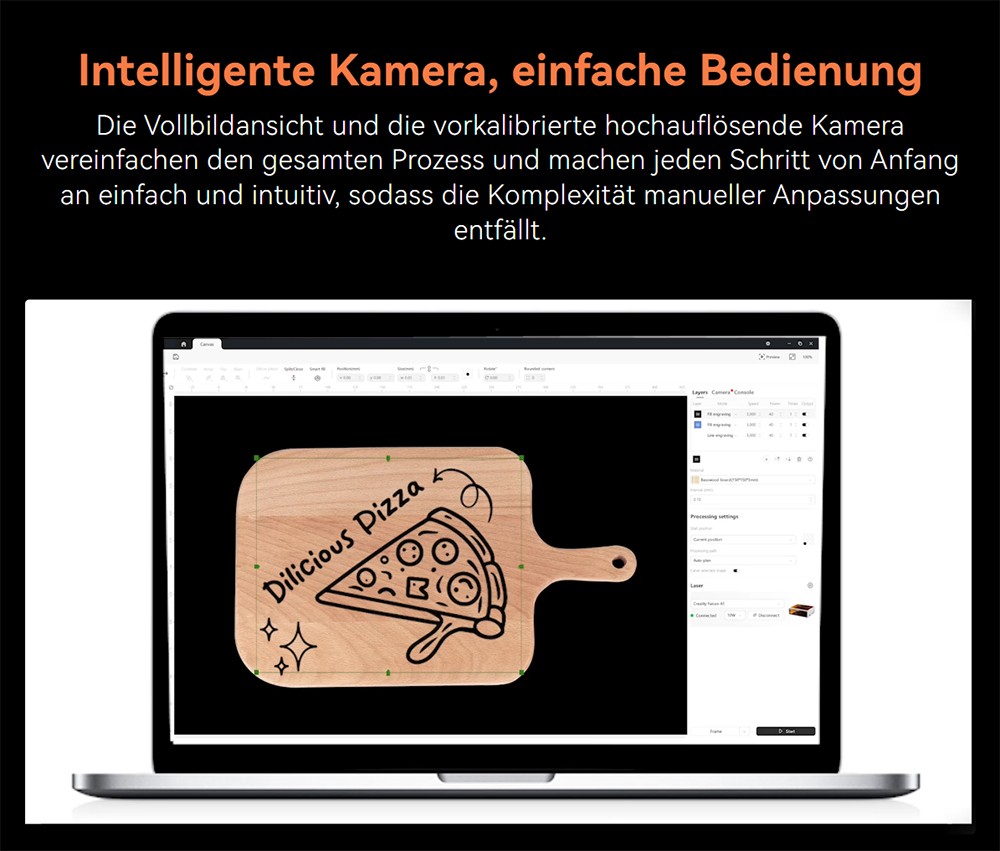 Creality Falcon A1 10 W Lasergravierer/Schneider, Smart-Kamera, 600 mm/s schnelle Geschwindigkeit, Augenschutzabdeckung, Abluftventilator, 305 x 381 mm