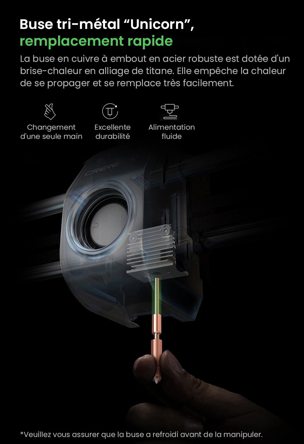 Imprimante 3D Creality K1C, vitesse maximale de 600 mm/s, cam&eacute;ra AI, buse &agrave; changement rapide, extrudeuse enti&egrave;rement en m&eacute;tal, imprime en fibre de carbone, filtre &agrave; air et mode silencieux