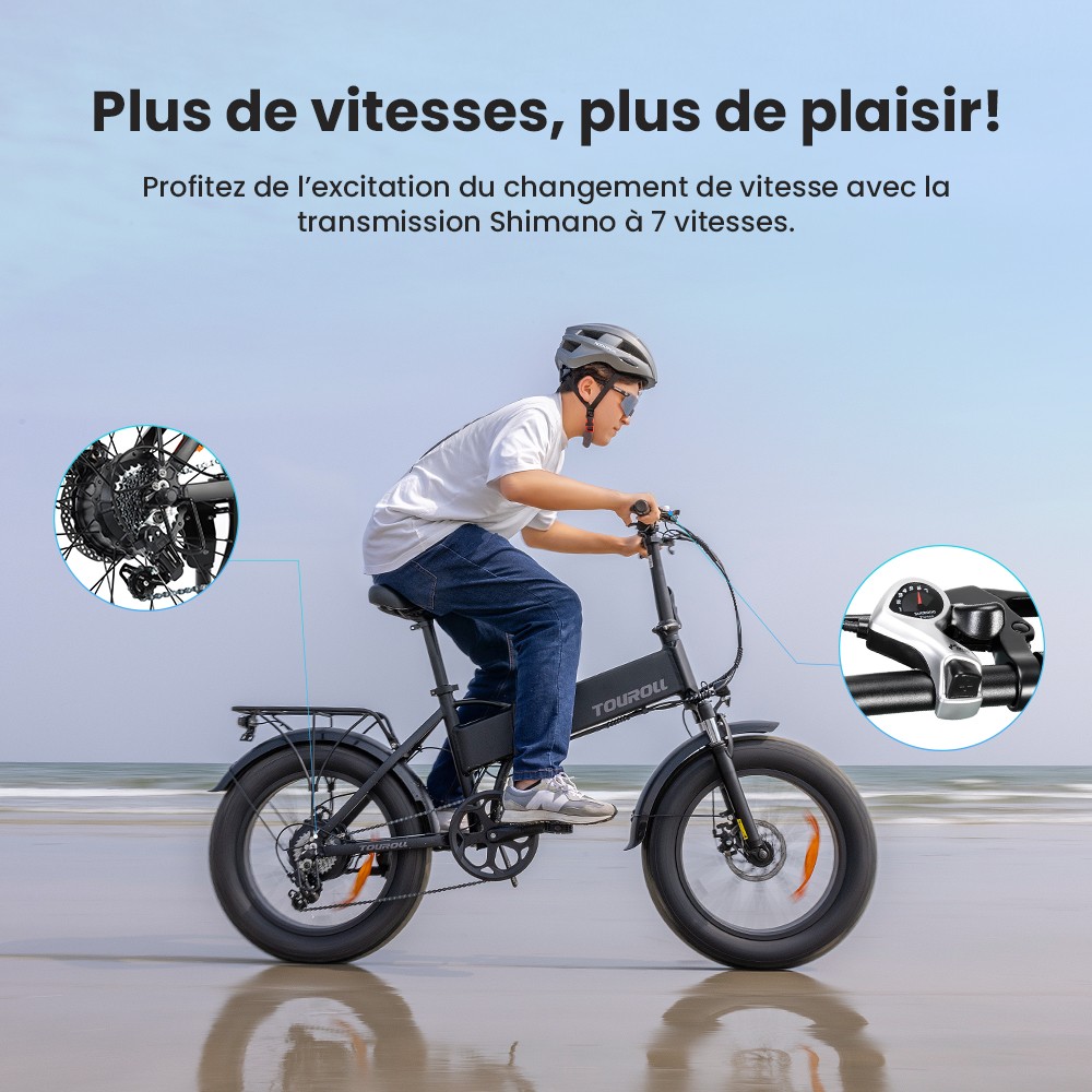 Touroll S1 V&eacute;lo de montagne &eacute;lectrique, avec gros pneu 20