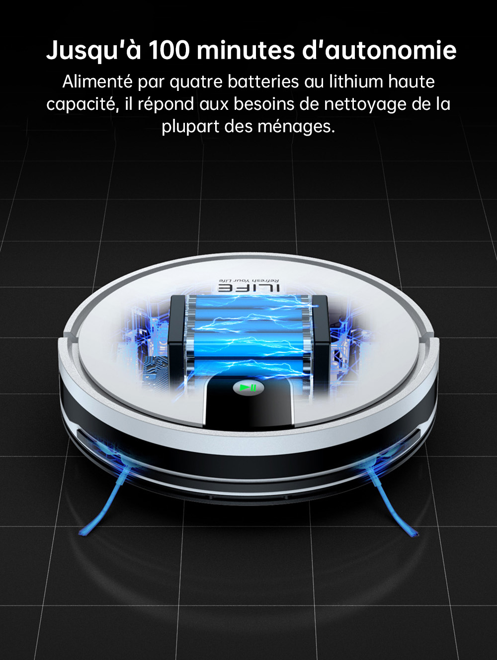 ILIFE G9 Pro robotporszívó, automatikus ürítő dokkolóegységgel, giroszkópos navigációval, 3000 Pa szívóerővel, 100 perc üzemidővel, 2,5 literes porzsákkal, sík/szél/pont/max móddal, Alexa/Google Home támogatással, távirányítóval, fehér