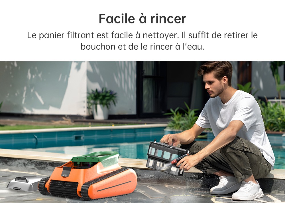 Seauto Crab Robotic Pool Cleaner sans fil, jusqu'&agrave; 2,5 heures d'autonomie, grand panier filtrant de 3,5 L, escalade des murs, nettoyage de la ligne de flottaison, charge rapide de 2,5 heures, convient pour une zone de 2000 pieds carr&eacute;s