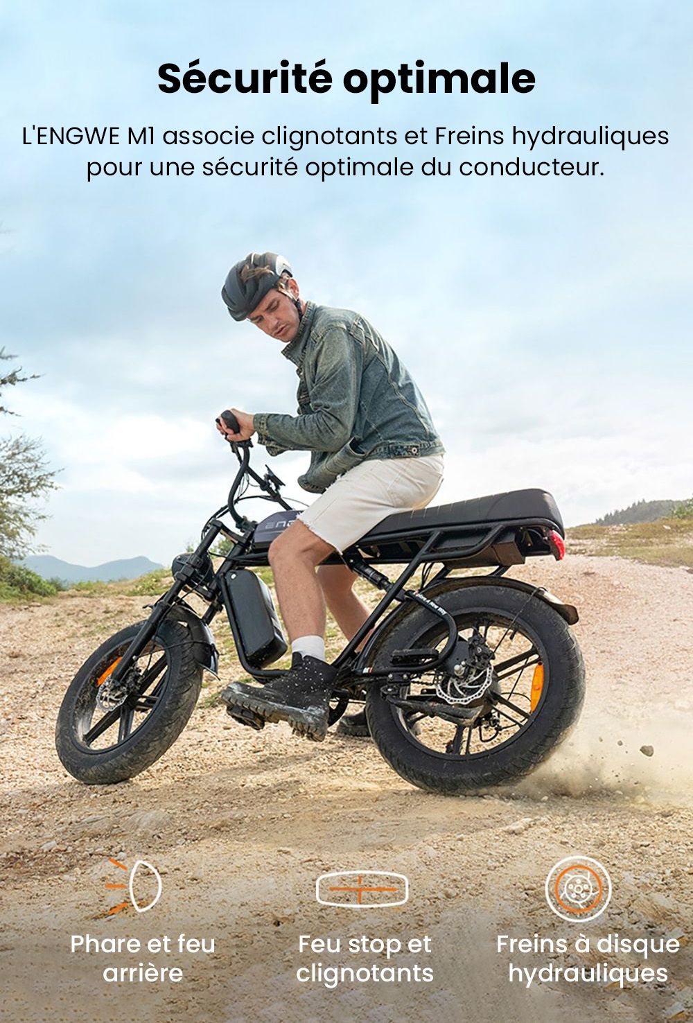 ENGWE M1 Vélo électrique, moteur 250 W, batterie 48 V 15,6 Ah, gros pneu 20 x 4,0 pouces, vitesse maximale 25 km/h, autonomie 90 km, freins à disque hydrauliques, double suspension, Shimano 7 vitesses, écran LCD - Jaune