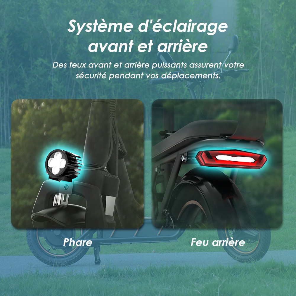 (Version am&eacute;lior&eacute;e) Trottinette &eacute;lectrique KuKirin C1 Pro, moteur 500 W, batterie 48 V 26 Ah, pneu pneumatique 14 pouces, vitesse maximale 45 km, autonomie 100 km, pliage en un clic, si&egrave;ge arri&egrave;re et panier de rangement avant, r&eacute;troviseur