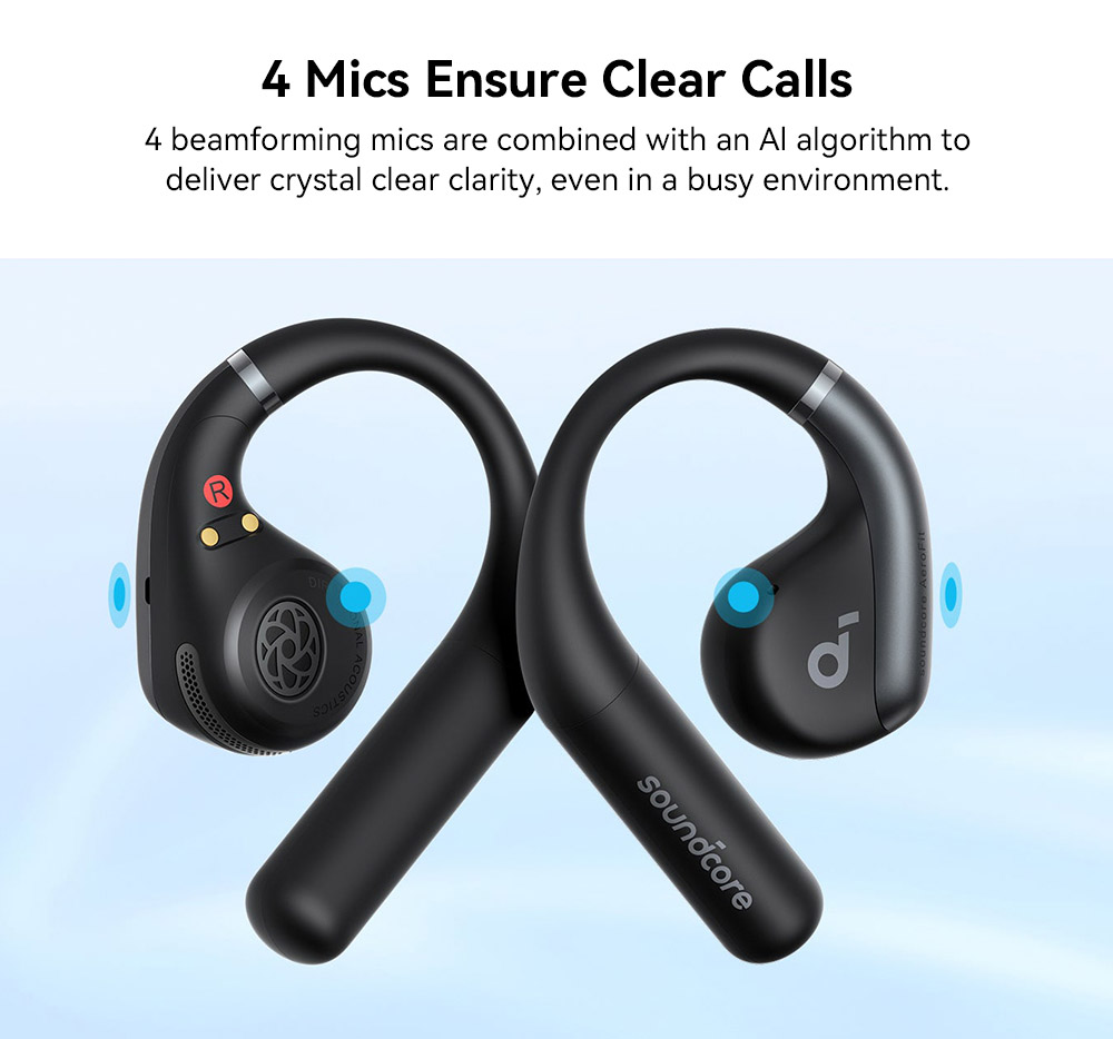 Anker Soundcore AeroFit Open-ear Earbuds, Ergonomic Ear Hook, IPX7 Waterproof, App Control, Up to 42 Hours Playtime - White
