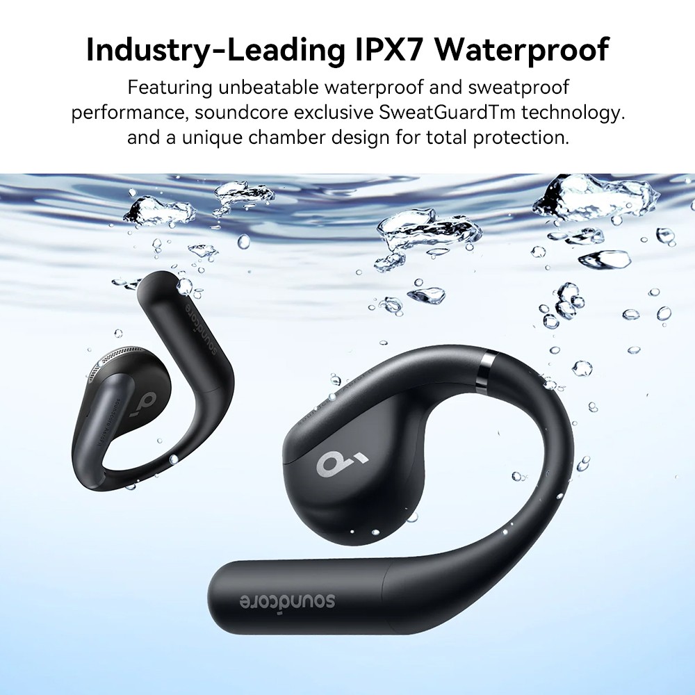 Anker Soundcore AeroFit Open-ear Earbuds, Ergonomic Ear Hook, IPX7 Waterproof, App Control, Up to 42 Hours Playtime - White