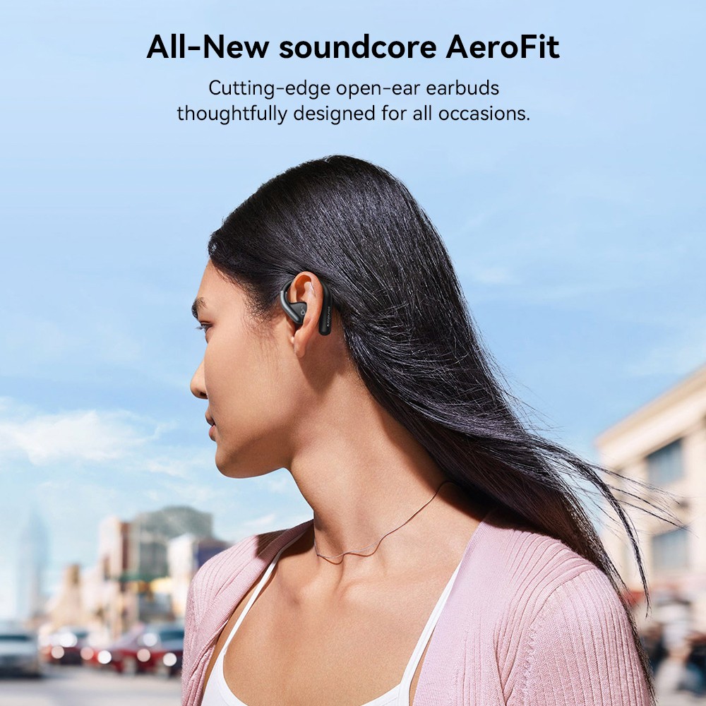 Anker Soundcore AeroFit Open-ear Earbuds, Ergonomic Ear Hook, IPX7 Waterproof, App Control, Up to 42 Hours Playtime - White