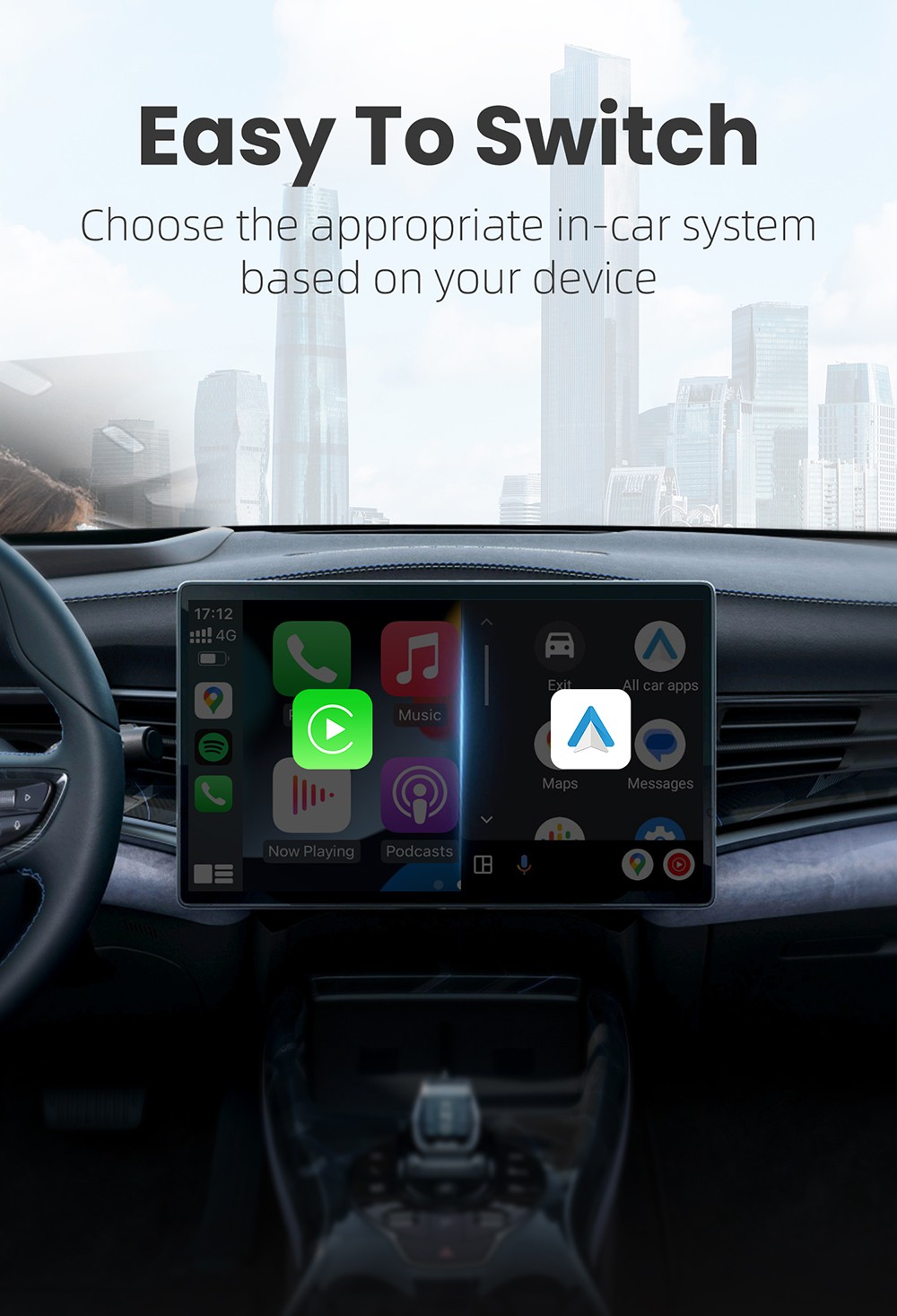 CA361 Car TV Mate Max HDMI Multimedia Adapter, Wireless CarPlay/Android Auto Converter, HDMI Input for Fire TV/Roku/Gaming, Plug & Play In-Car Entertainment System