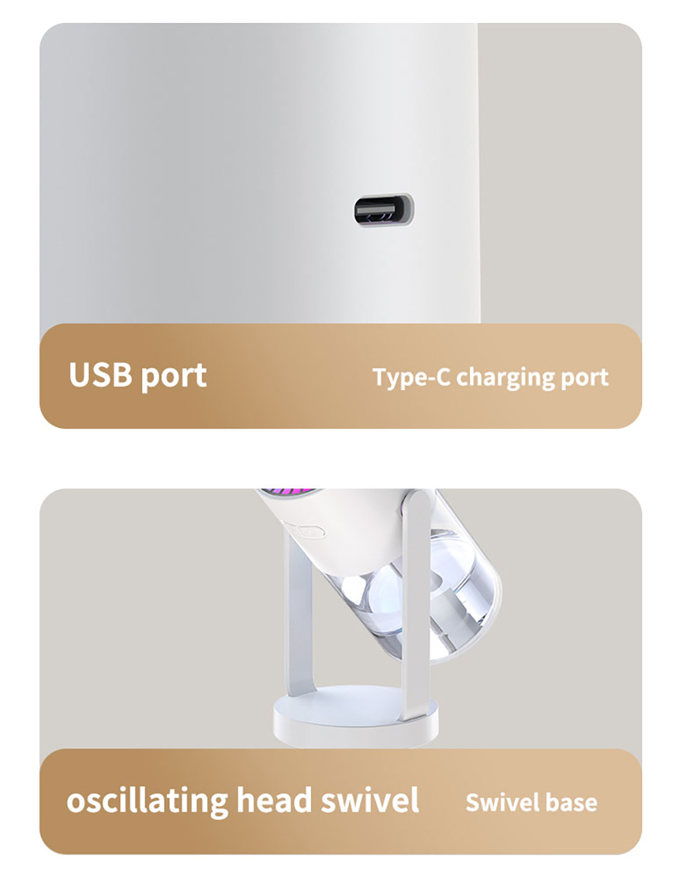 CL28 Starry Sky Humidifier, Rotating 360&deg; Mist, Colorful Ambient Lighting, High Frequency Atomization, for Home & Car, Silent Operation, Anti-Dry Burn Protection, White