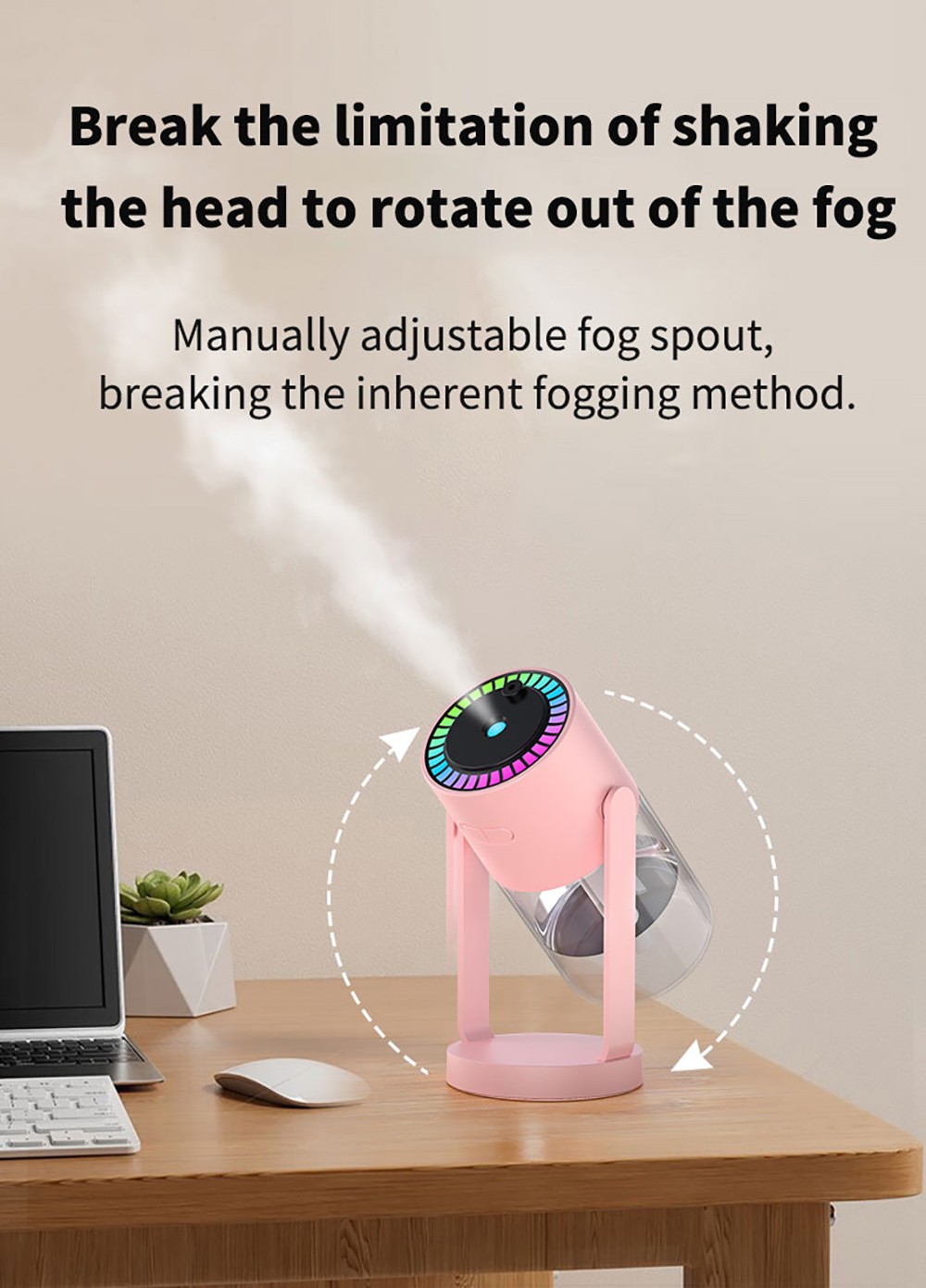 CL28 Starry Sky Humidifier, Rotating 360&deg; Mist, Colorful Ambient Lighting, High Frequency Atomization, for Home & Car, Silent Operation, Anti-Dry Burn Protection, White