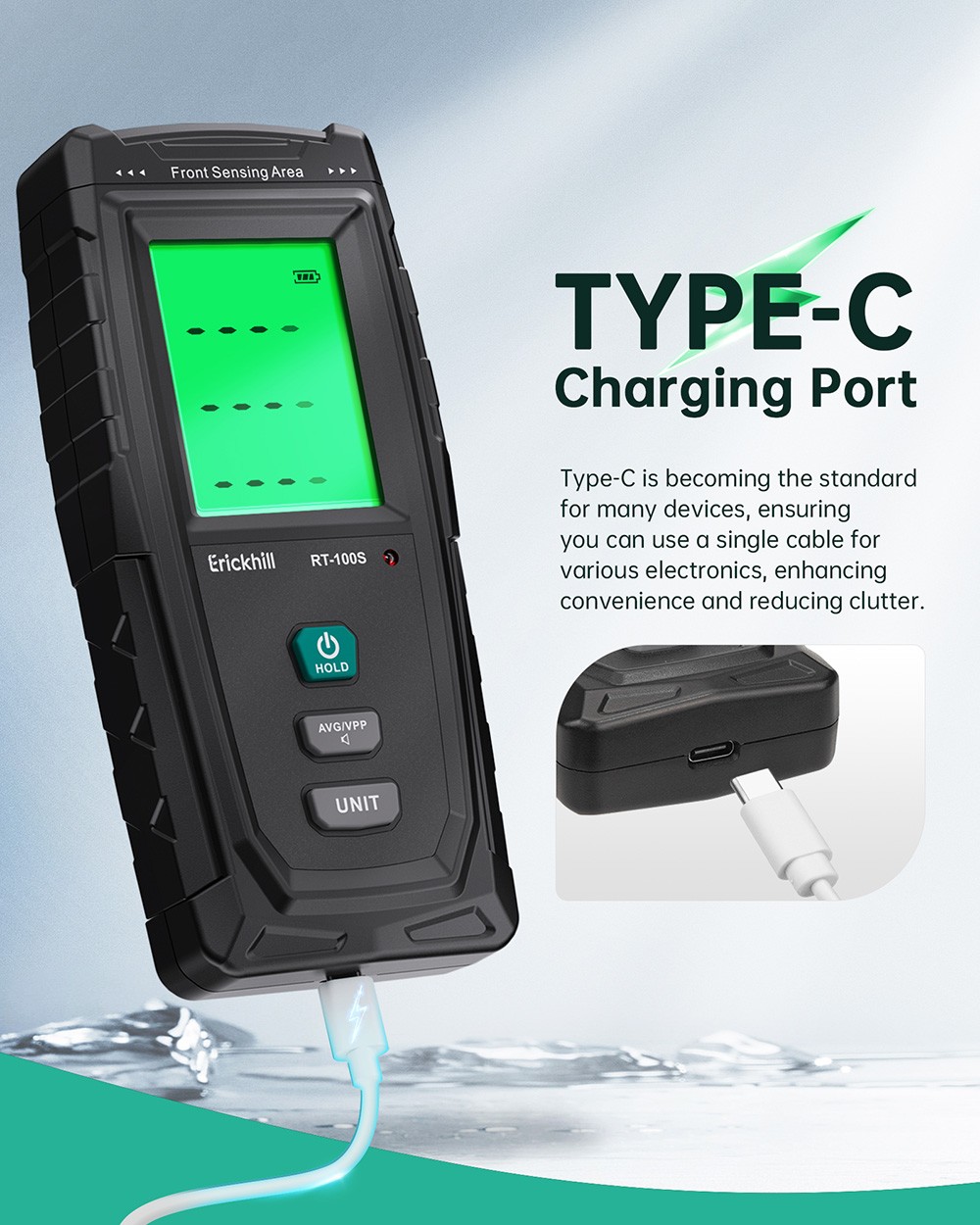 ERICKHILL RT-100S 3 in 1 EMF Detector, Rechargeable Digital Electromagnetic Field Radiation Detector, for Home EMF Inspections, Ghost Hunting