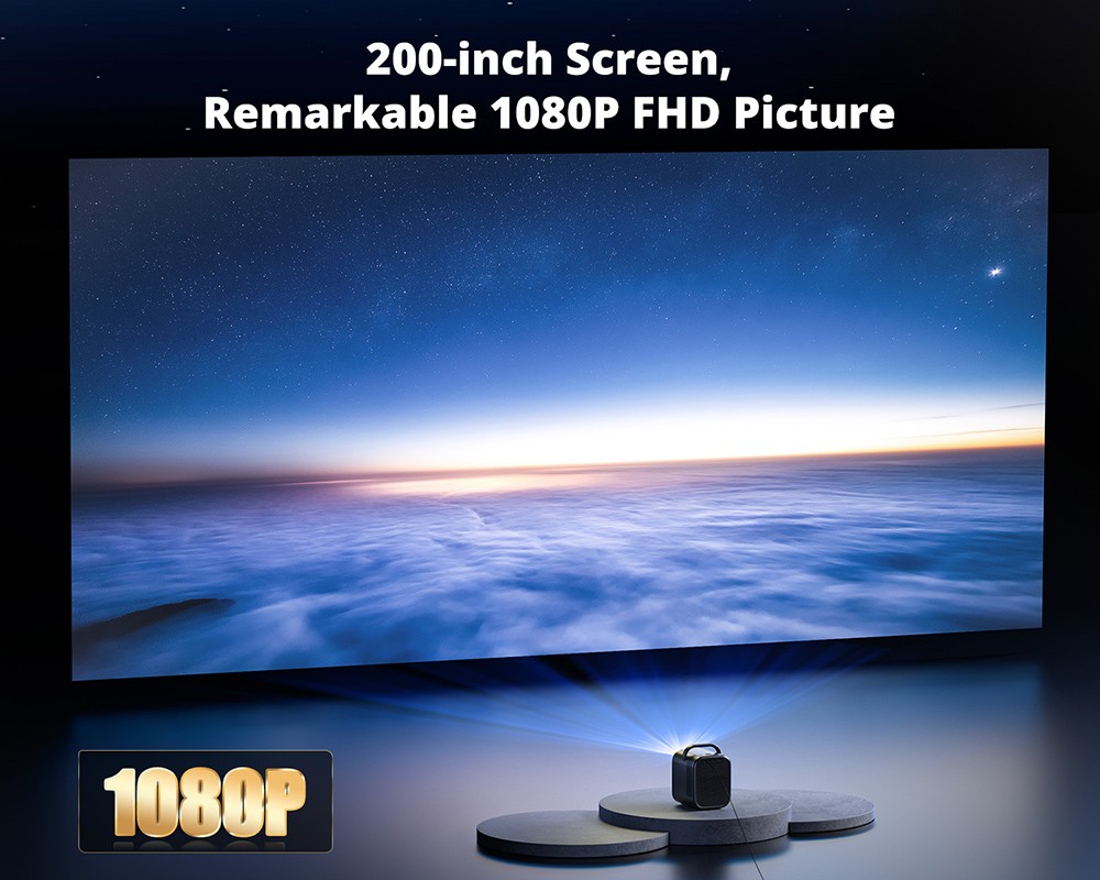 Refurbished ETOE Seal Pro Projector with 1000 ANSI, Native 1080P, Google TV, Auto Focus & Auto Keystone Correction, 2*10W Speakers - EU Plug