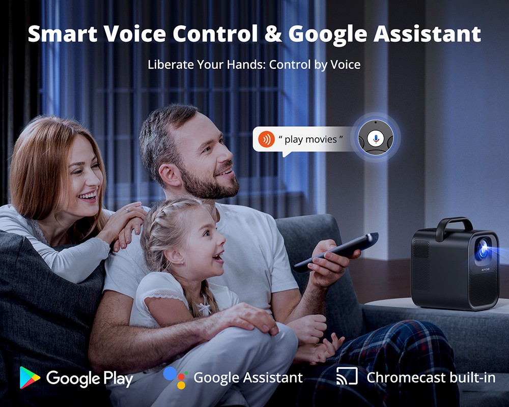 Refurbished ETOE Seal Pro Projector with 1000 ANSI, Native 1080P, Google TV, Auto Focus & Auto Keystone Correction, 2*10W Speakers - EU Plug