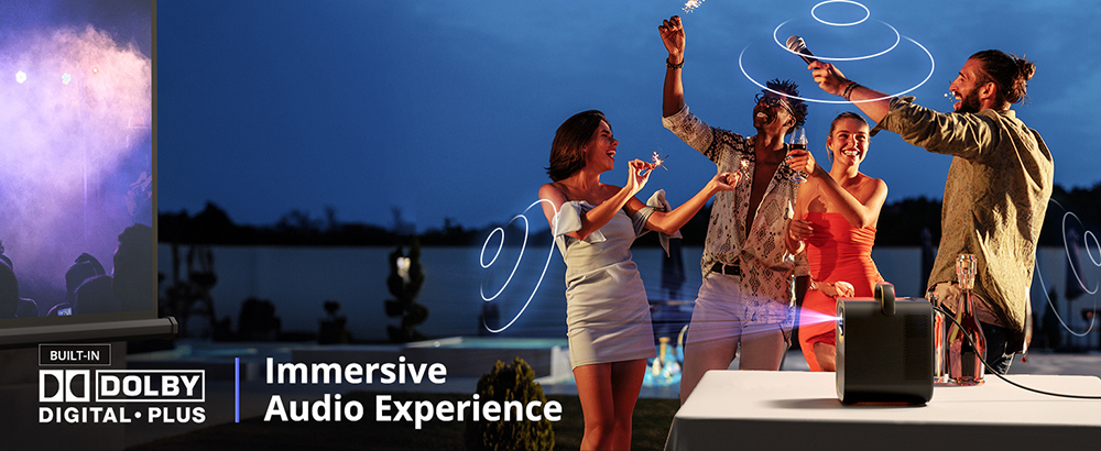 Refurbished ETOE Seal Pro Projector with 1000 ANSI, Native 1080P, Google TV, Auto Focus & Auto Keystone Correction, 2*10W Speakers - EU Plug