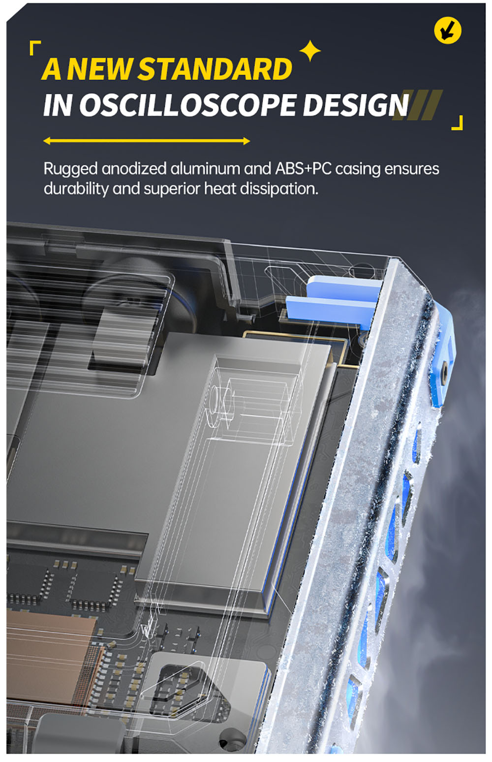 FNIRSI DPOS350P 4-in-1 Tablet Oscilloscope, 1GSPS Sampling, 50MHz Signal Generator, Spectrum Analyzer, 7inch Touchscreen, QC18W Fast Charging - EU Plug