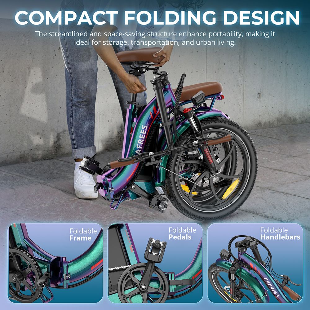 Fafrees F20+ Pro Folding Electric Bike, 250W motor, 36V 22,5Ah batéria, 20*3.0 palcové pneumatiky, max. rýchlosť 25 km/h, max. dojazd 100 km, kotúčové brzdy, predné odpruženie, 7-stupňová prevodovka Shimano - Gunmetal Grey
