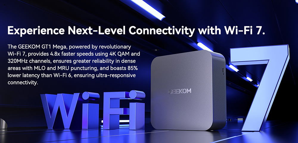 GEEKOM GT1 Mega AI Mini PC, Intel Core Ultra 5-125H 14 Cores Max 4.5GHz, 32GB RAM 1TB SSD, 2*HDMI + 2*USB 4.0 Four Screen Display, WiFi 7 Bluetooth 5.4, 5*USB3.2 Type-A, 1*USB2.0, 2*2.5Gbps RJ45, 1*SD Card Slot, 1*Headset Jack - US Plug
