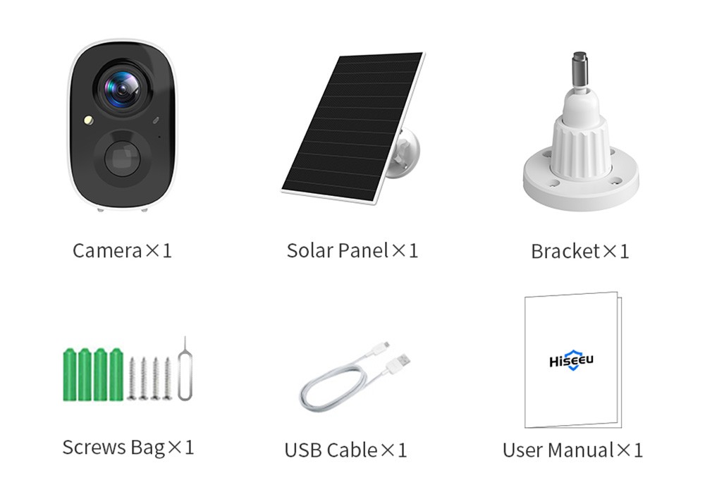 Hiseeu CG6-TZ 2K WiFi Surveillance Camera with Solar Panel, Battery Powered Wireless Outdoor Camera, 3MP Images