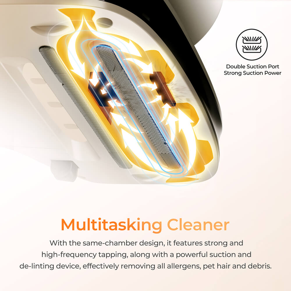 Refurbished JIGOO S100 Smart Dual-Cup Mattress Vacuum Cleaner with 350W Power and 12KPa Suction