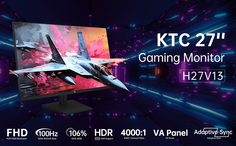 Refurbished KTC H27V13 27-inch Gaming Monitor, 1920x1080 FHD 16:9 VA Panel, 100Hz Refresh Rate, 4000:1 Contrast Ratio