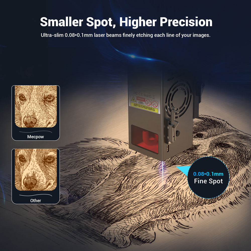 Refurbished Mecpow X5 22W Laser Engraving Machine, 600x600mm Engraving Area 0.08x0.1mm Laser Spot with Auto Air Assist