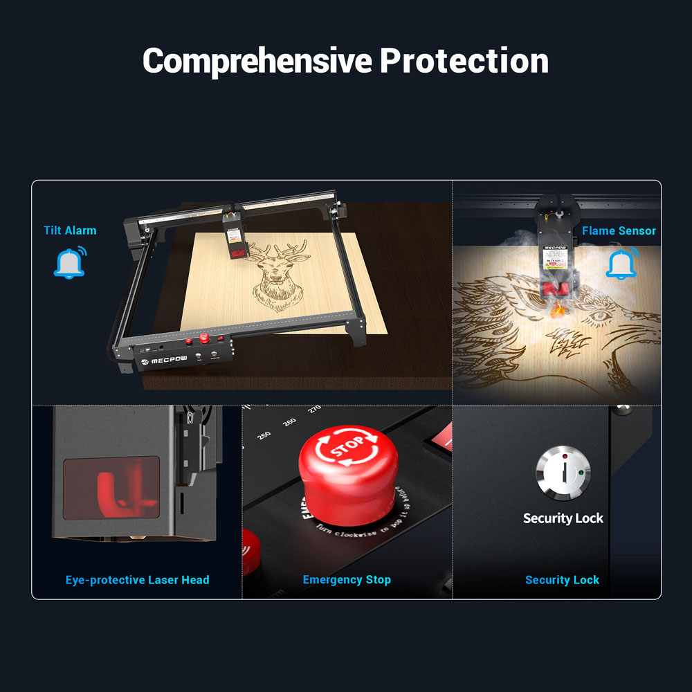 Refurbished Mecpow X5 22W Laser Engraving Machine, 600x600mm Engraving Area 0.08x0.1mm Laser Spot with Auto Air Assist