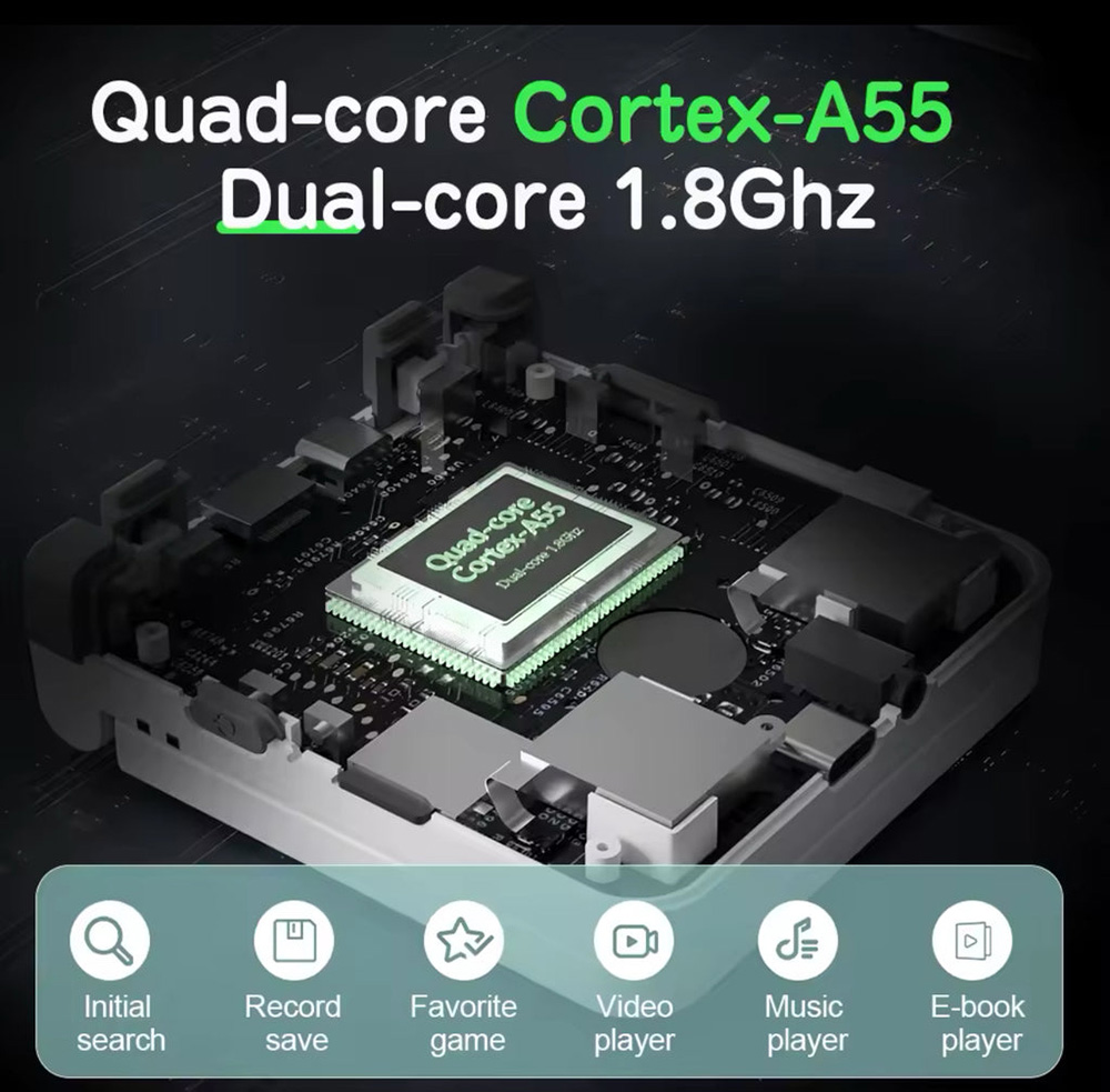 Miyoo Flip Portable Handheld Game Console, 64GB TF Card, 3.5 inch IPS Screen, 3000mAh Battery, 20+ Emulators, 2.4G/5G WiFi - Black