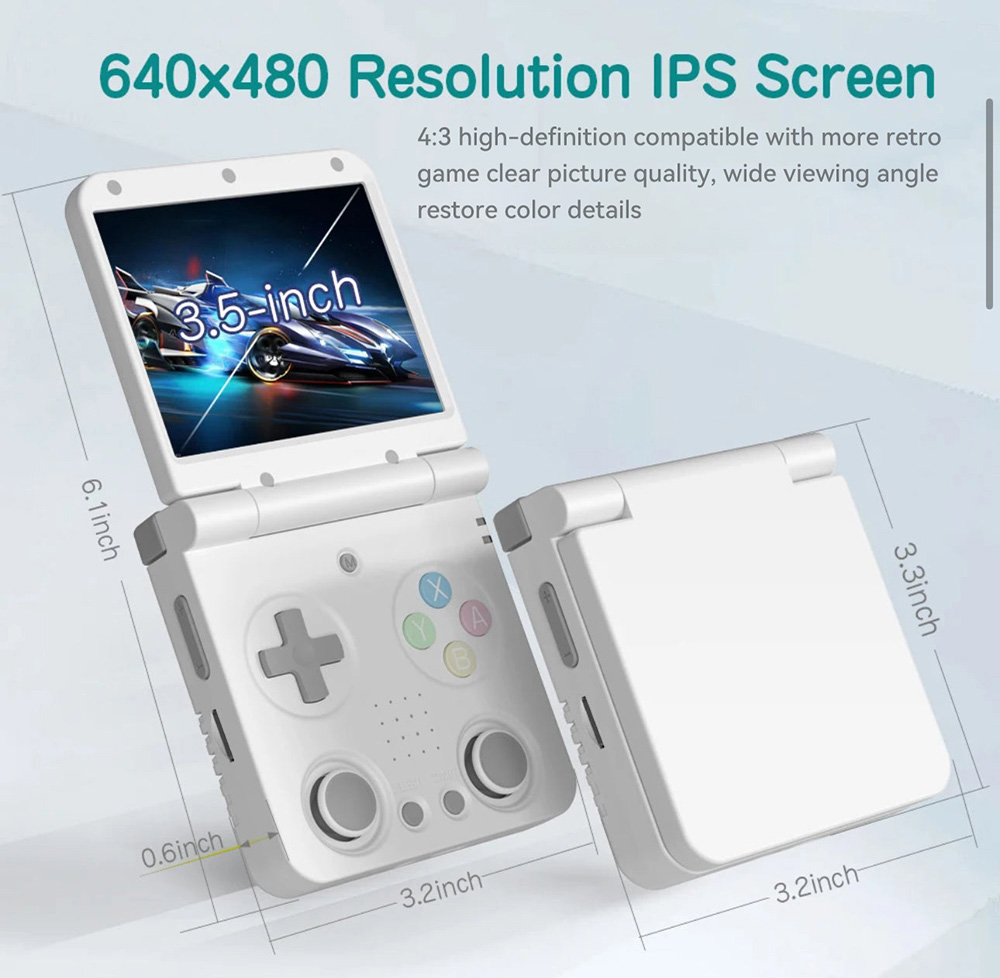 Miyoo Flip Portable Handheld Game Console, 64GB TF Card, 3.5 inch IPS Screen, 3000mAh Battery, 20+ Emulators, 2.4G/5G WiFi - Grey
