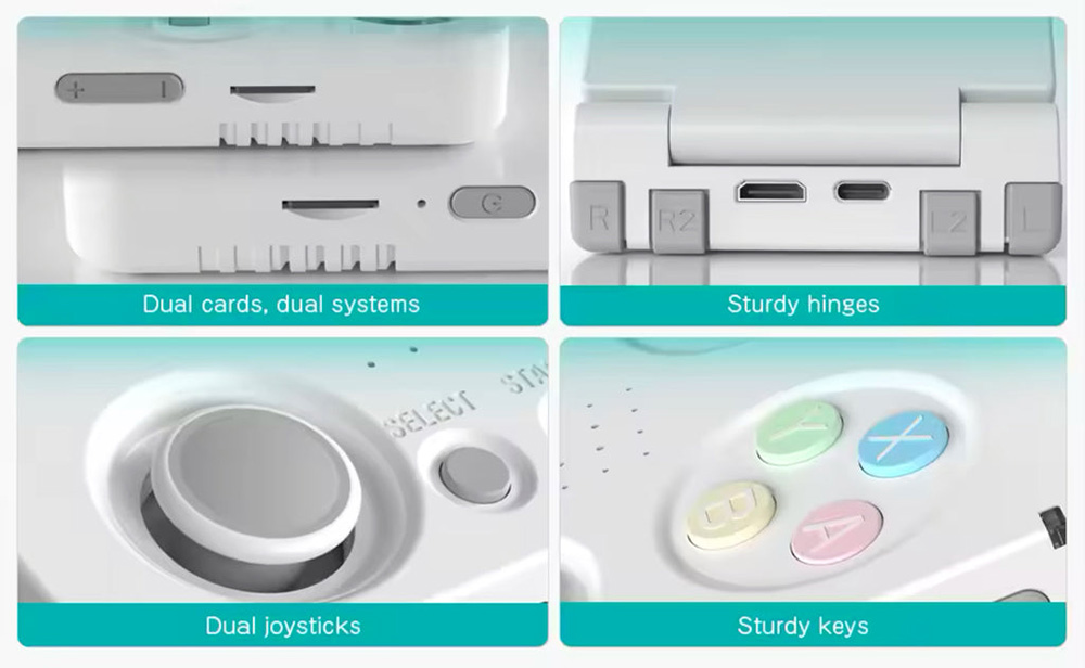 Miyoo Flip Portable Handheld Game Console, 64GB TF Card, 3.5 inch IPS Screen, 3000mAh Battery, 20+ Emulators, 2.4G/5G WiFi - Grey