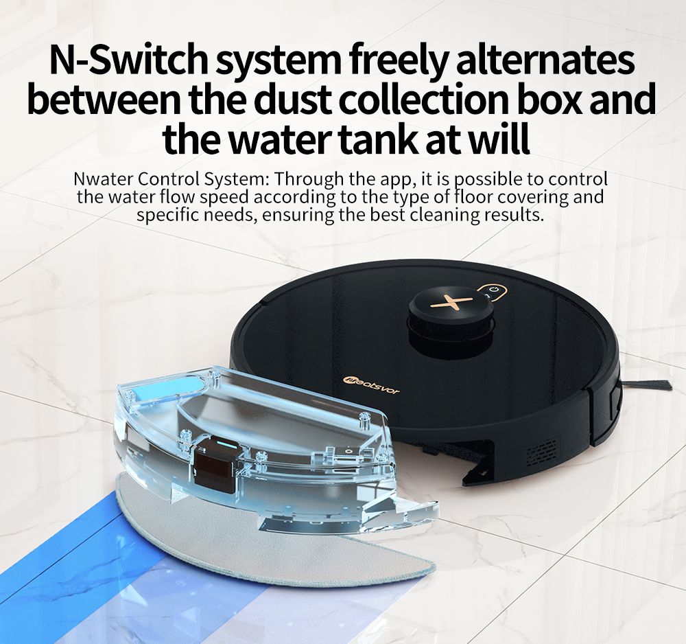 Neatsvor X600 Pro Robot Vacuum and Mop, 6000Pa Suction, LDS4.0 Laser Navigation, APP & Voice Control, 5200mAh Battery, 2-in-1 Brush, HEPA Filtration, 350ml Water Tank, and Virtual Mapping for Carpets and Hard Floors, Black