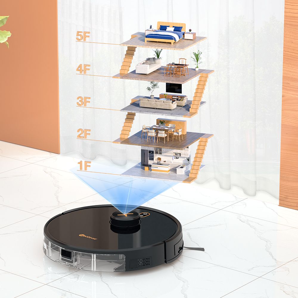 Neatsvor X600 Pro Robot Vacuum and Mop, 6000Pa Suction, LDS4.0 Laser Navigation, APP & Voice Control, 5200mAh Battery, 2-in-1 Brush, HEPA Filtration, 350ml Water Tank, and Virtual Mapping for Carpets and Hard Floors, Black