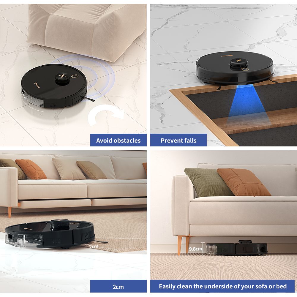 Neatsvor X600 Pro Robot Vacuum and Mop, 6000Pa Suction, LDS4.0 Laser Navigation, APP & Voice Control, 5200mAh Battery, 2-in-1 Brush, HEPA Filtration, 350ml Water Tank, and Virtual Mapping for Carpets and Hard Floors, Black