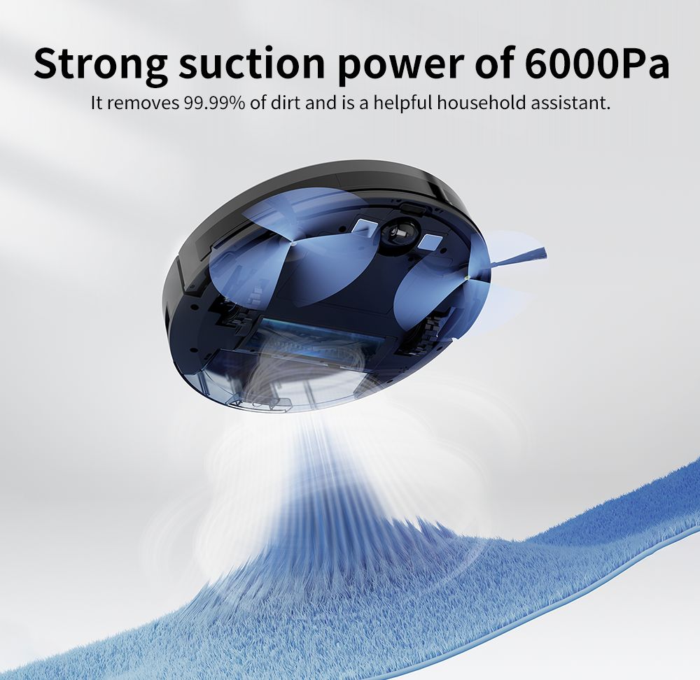 Neatsvor X600 Pro Robot Vacuum and Mop, 6000Pa Suction, LDS4.0 Laser Navigation, APP & Voice Control, 5200mAh Battery, 2-in-1 Brush, HEPA Filtration, 350ml Water Tank, and Virtual Mapping for Carpets and Hard Floors, Black