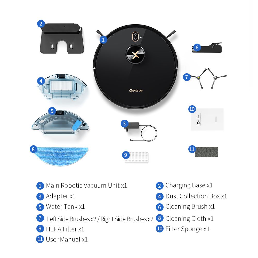 Neatsvor X600 Pro Robot Vacuum and Mop, 6000Pa Suction, LDS4.0 Laser Navigation, APP & Voice Control, 5200mAh Battery, 2-in-1 Brush, HEPA Filtration, 350ml Water Tank, and Virtual Mapping for Carpets and Hard Floors, Black