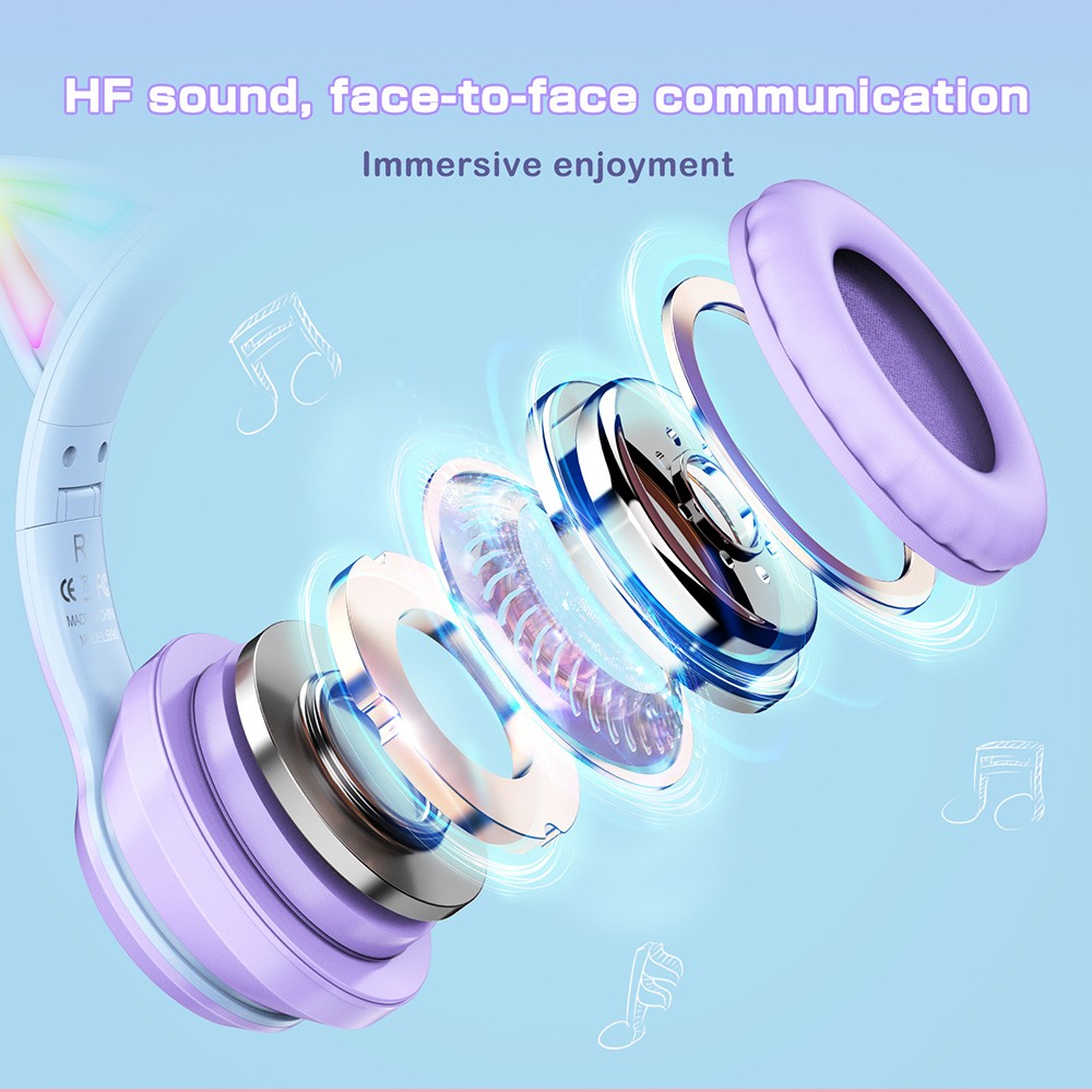 ONIKUMA B90 Cat Ear Kabellose Bluetooth-Kopfh&ouml;rer, RGB-Lichter, HD-Mikrofon