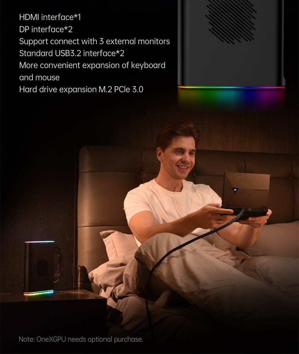 One Netbook OneXPlayer G1 Handheld Gaming PC, AMD Ryzen AI 9 HX 370 12 Cores Max 5.1GHz, 8.8'' 2560*1600 144Hz Screen, 32GB LPDDR5X 7500MHz RAM 1TB SSD, WiFi 6E, 2*USB-C, 1*USB3.2, 1*TF Card, 1* Oculink, 1*3.5mm Audio, Fingerprint Unlock - EU Plug