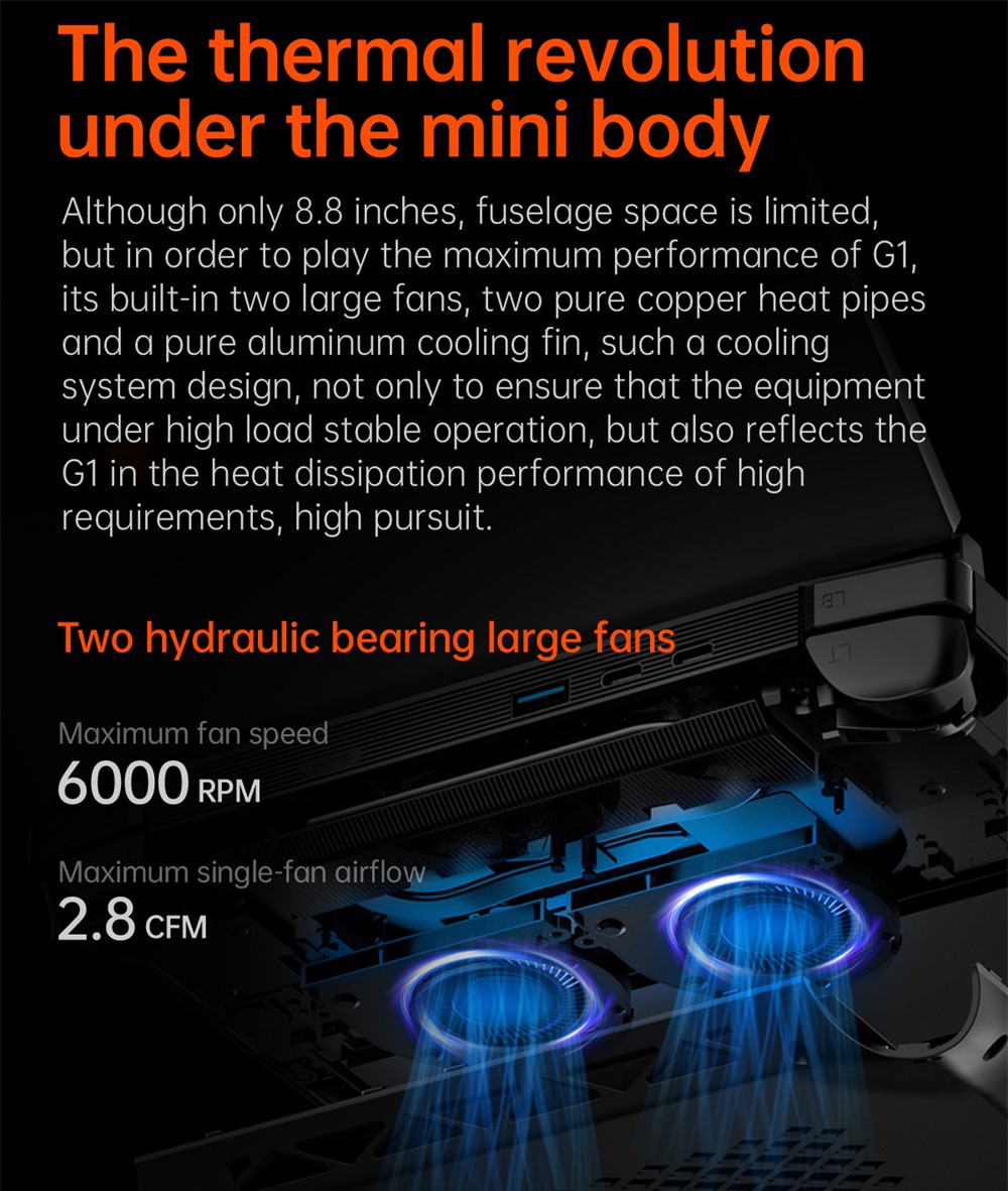 One Netbook OneXPlayer G1 Handheld Gaming PC, AMD Ryzen AI 9 HX 370 12 Cores Max 5.1GHz, 8.8'' 2560*1600 144Hz Screen, 32GB LPDDR5X 7500MHz RAM 1TB SSD, WiFi 6E, 2*USB-C, 1*USB3.2, 1*TF Card, 1* Oculink, 1*3.5mm Audio, Fingerprint Unlock - EU Plug