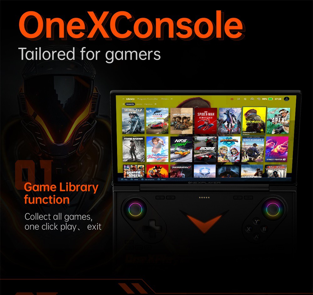 One Netbook OneXPlayer G1 Handheld Gaming PC, AMD Ryzen AI 9 HX 370 12 Cores Max 5.1GHz, 8.8'' 2560*1600 144Hz Screen, 32GB LPDDR5X 7500MHz RAM 1TB SSD, WiFi 6E, 2*USB-C, 1*USB3.2, 1*TF Card, 1* Oculink, 1*3.5mm Audio, Fingerprint Unlock - EU Plug